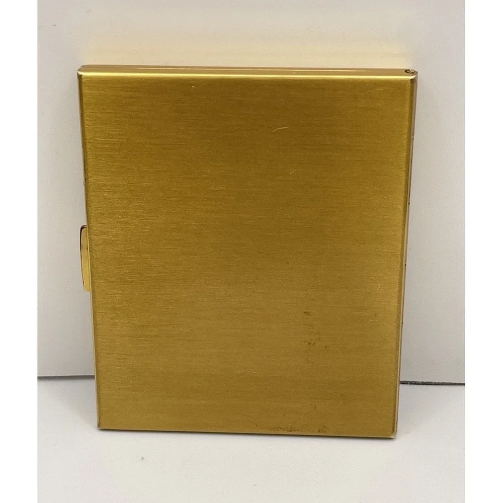 Vintage Elgin American Gold Tone‎ Etched Makeup Compact Mirror Mother Of Pearl